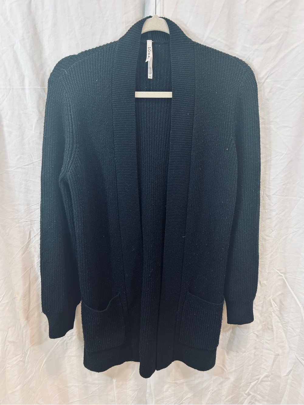 Soma Black Open-Front Ribbed Cardigan